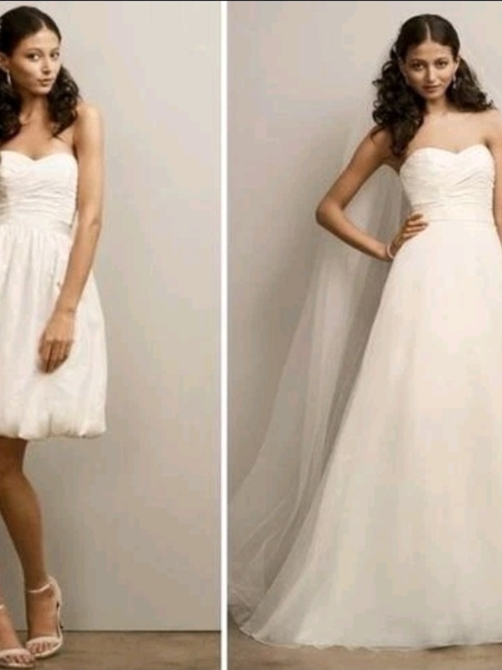 David's Bridal Convertible Strapless Ivory Bridal Gown Size 6 Nwot